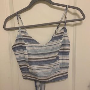 Blue and grey crop top